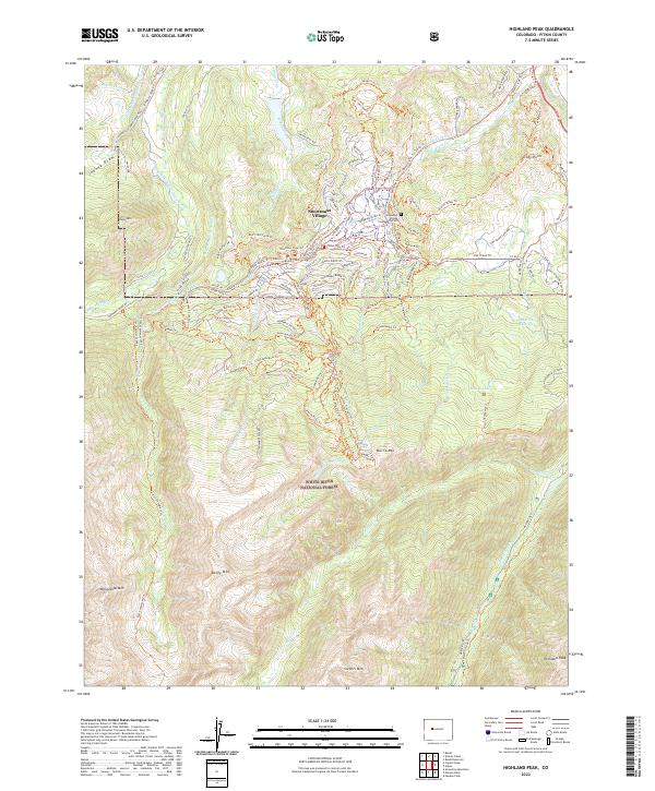 US Topo 7.5-minute map for Highland Peak CO