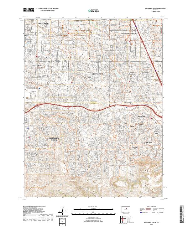 US Topo 7.5-minute map for Highlands Ranch CO