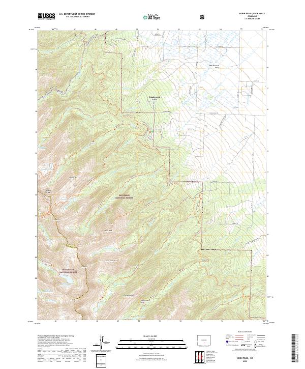 US Topo 7.5-minute map for Horn Peak CO