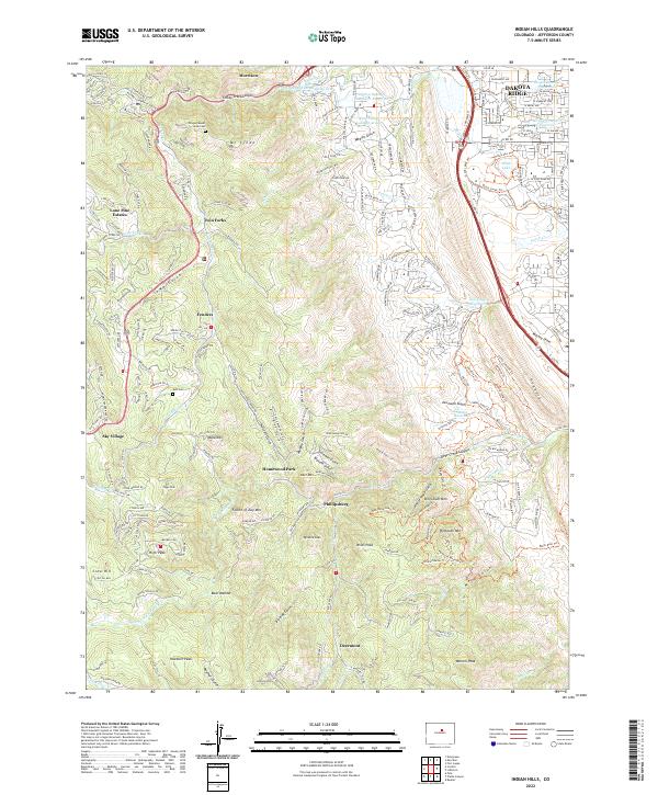 US Topo 7.5-minute map for Indian Hills CO