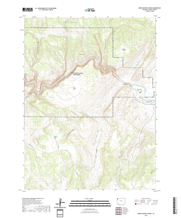 US Topo 7.5-minute map for Indian Water Canyon CO