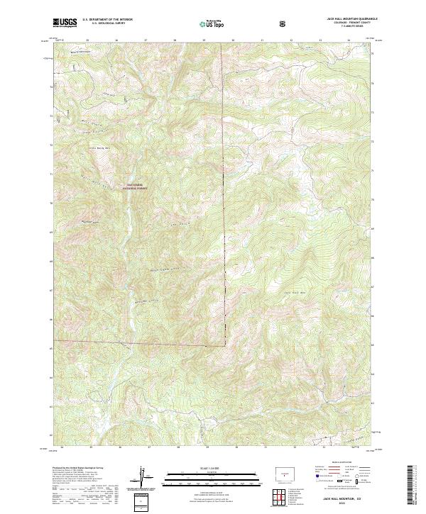 US Topo 7.5-minute map for Jack Hall Mountain CO