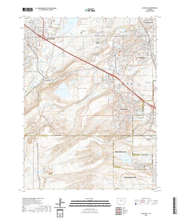 US Topo 7.5-minute map for Louisville CO