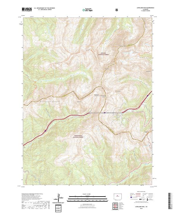 US Topo 7.5-minute map for Loveland Pass CO