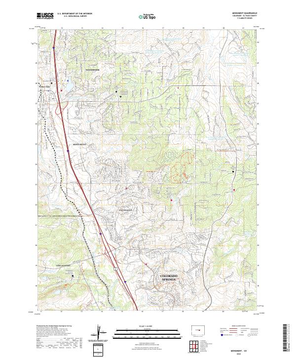US Topo 7.5-minute map for Monument CO
