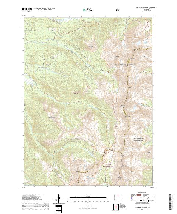 US Topo 7.5-minute map for Mount Richthofen CO