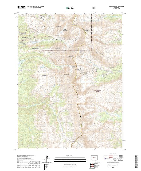 US Topo 7.5-minute map for Mount Sherman CO – American Map Store