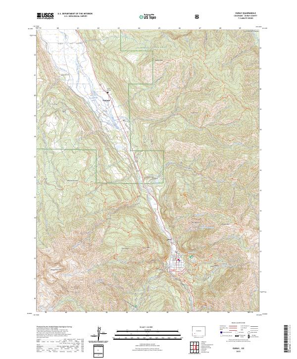 US Topo 7.5-minute map for Ouray CO