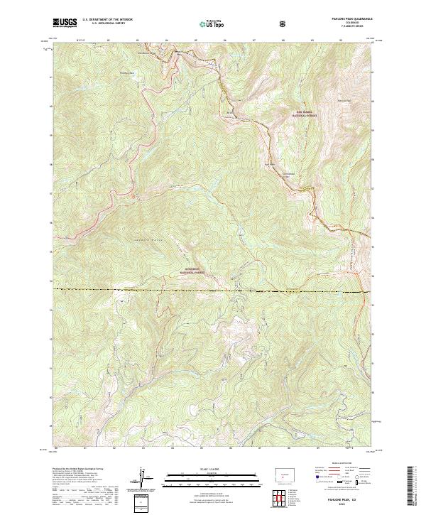 US Topo 7.5-minute map for Pahlone Peak CO