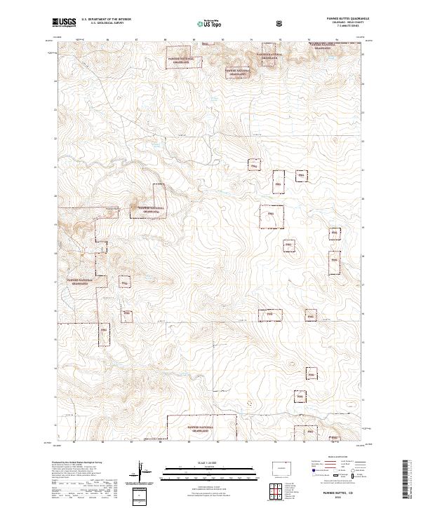 US Topo 7.5-minute map for Pawnee Buttes CO