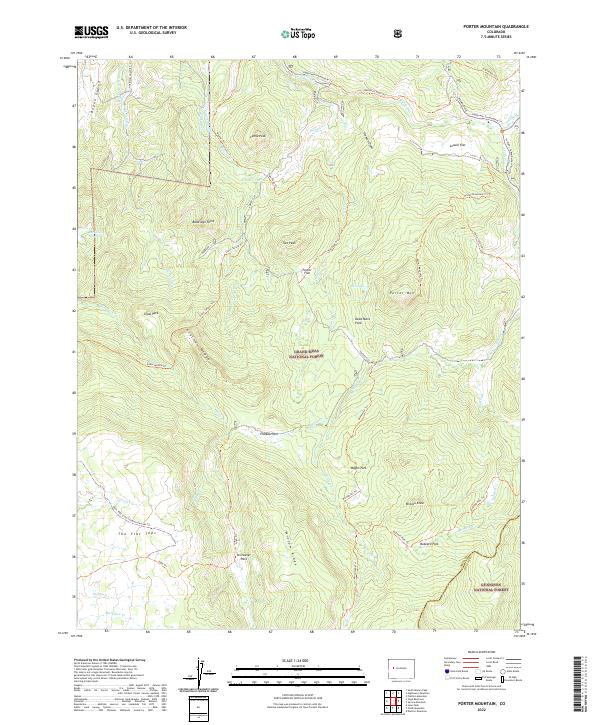 US Topo 7.5-minute map for Porter Mountain CO