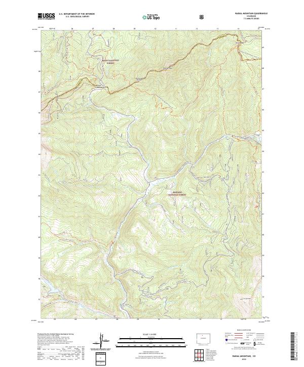 US Topo 7.5-minute map for Radial Mountain CO
