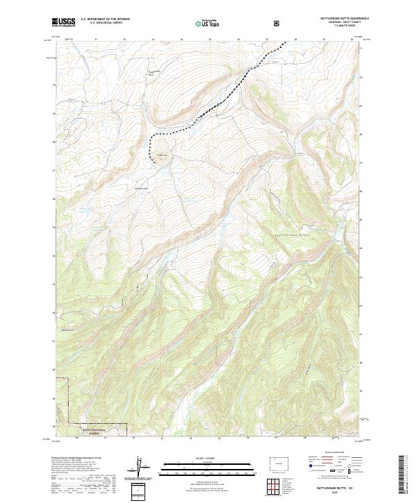 US Topo 7.5-minute map for Rattlesnake Butte CO
