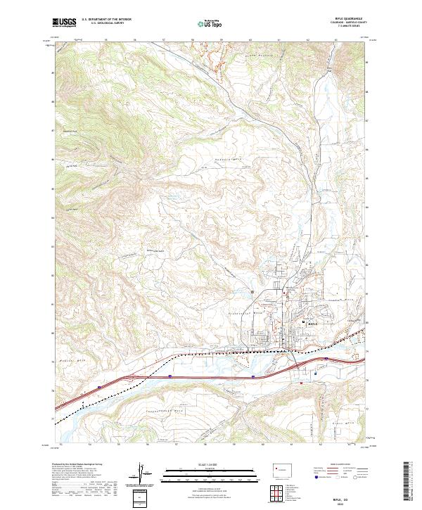 US Topo 7.5-minute map for Rifle CO