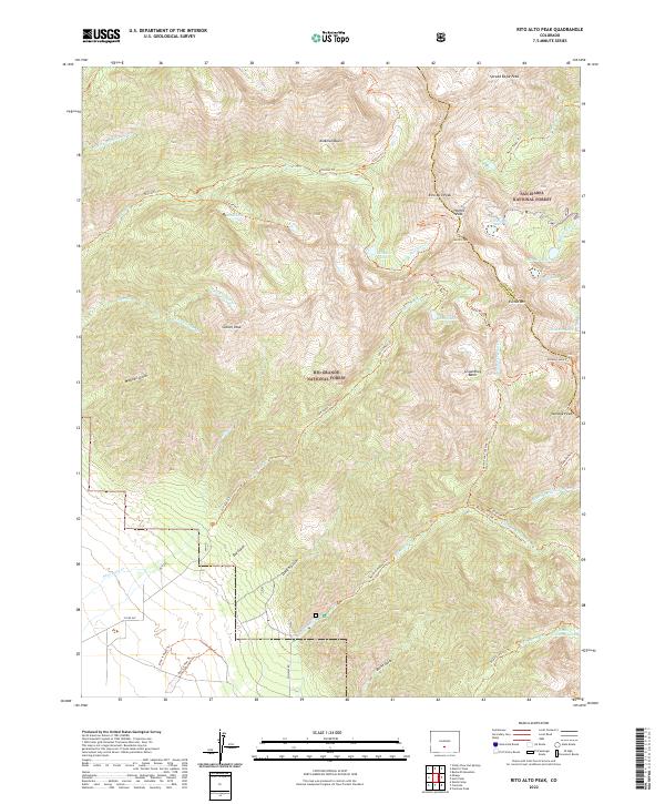 US Topo 7.5-minute map for Rito Alto Peak CO