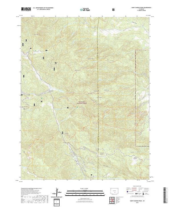 US Topo 7.5-minute map for Saint Charles Peak CO