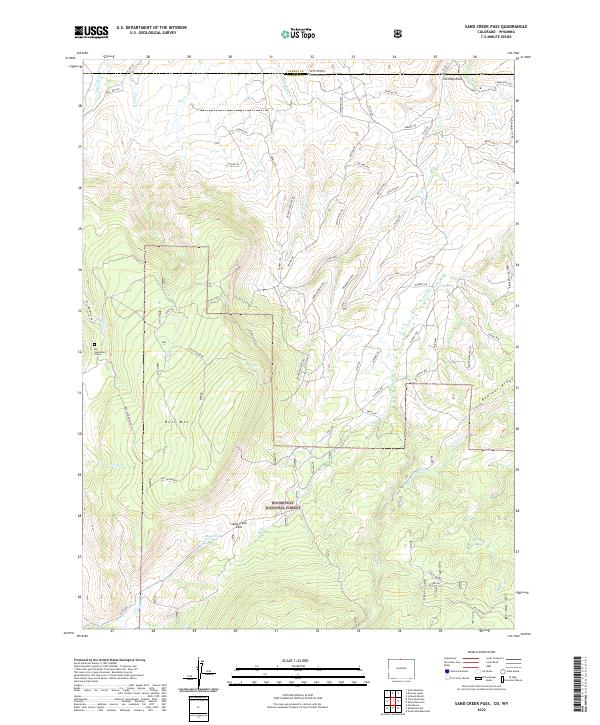 US Topo 7.5-minute map for Sand Creek Pass COWY