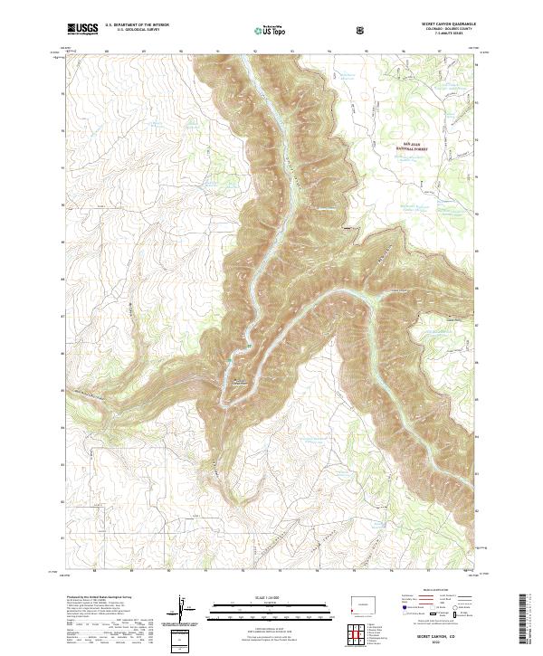 US Topo 7.5-minute map for Secret Canyon CO