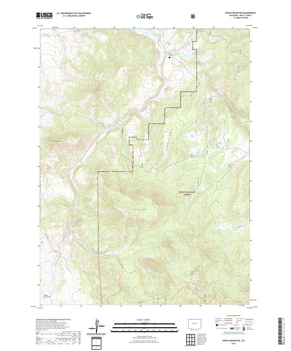 US Topo 7.5-minute map for Shield Mountain CO
