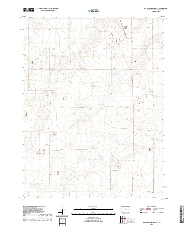 US Topo 7.5-minute map for South of Burlington CO
