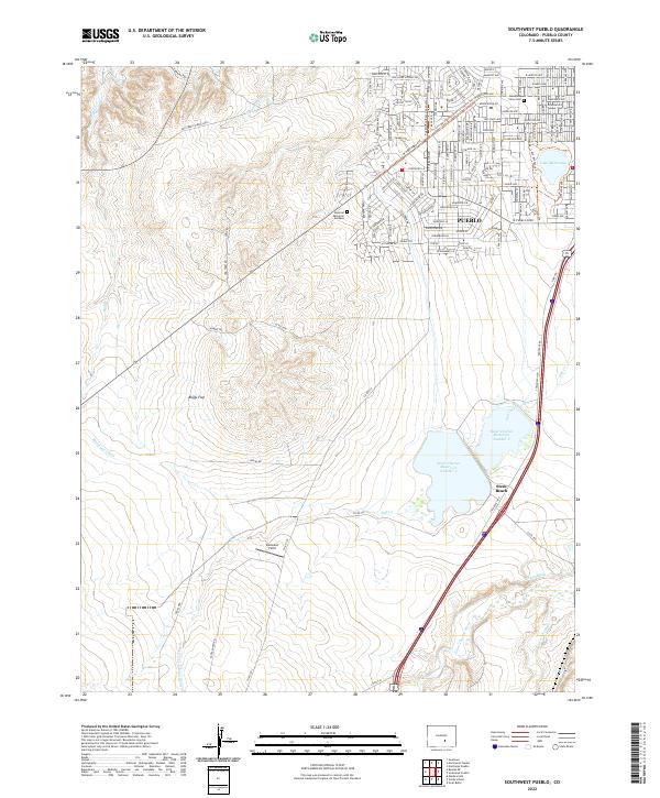 US Topo 7.5-minute map for Southwest Pueblo CO