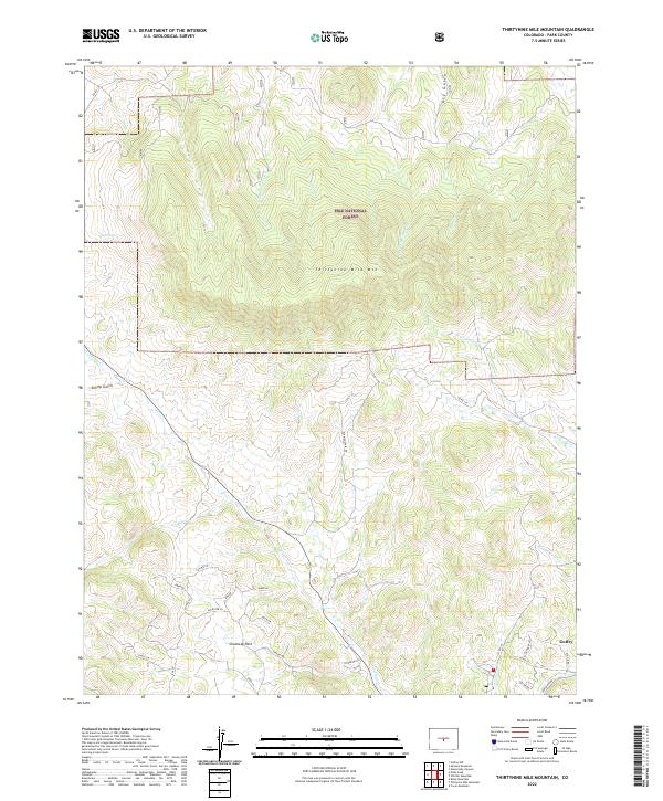 US Topo 7.5-minute map for Thirtynine Mile Mountain CO