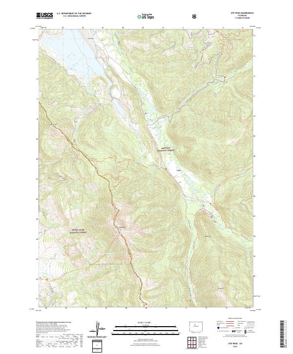 US Topo 7.5-minute map for Ute Peak CO