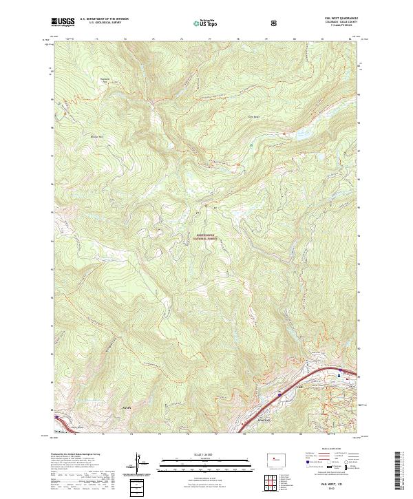 US Topo 7.5-minute map for Vail West CO