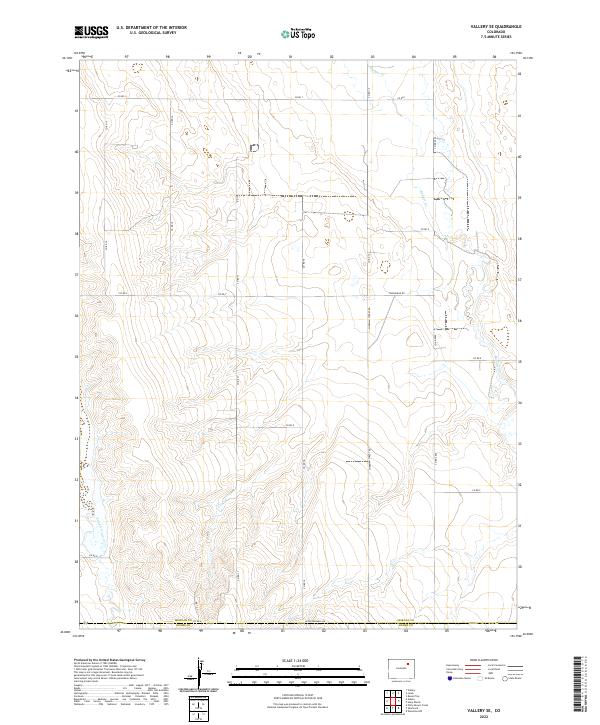 US Topo 7.5-minute map for Vallery SE CO