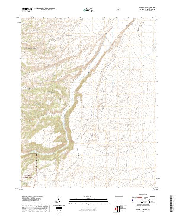 US Topo 7.5-minute map for Vicente Canyon CO