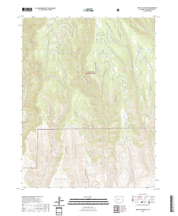 US Topo 7.5-minute map for West Elk Peak SW CO