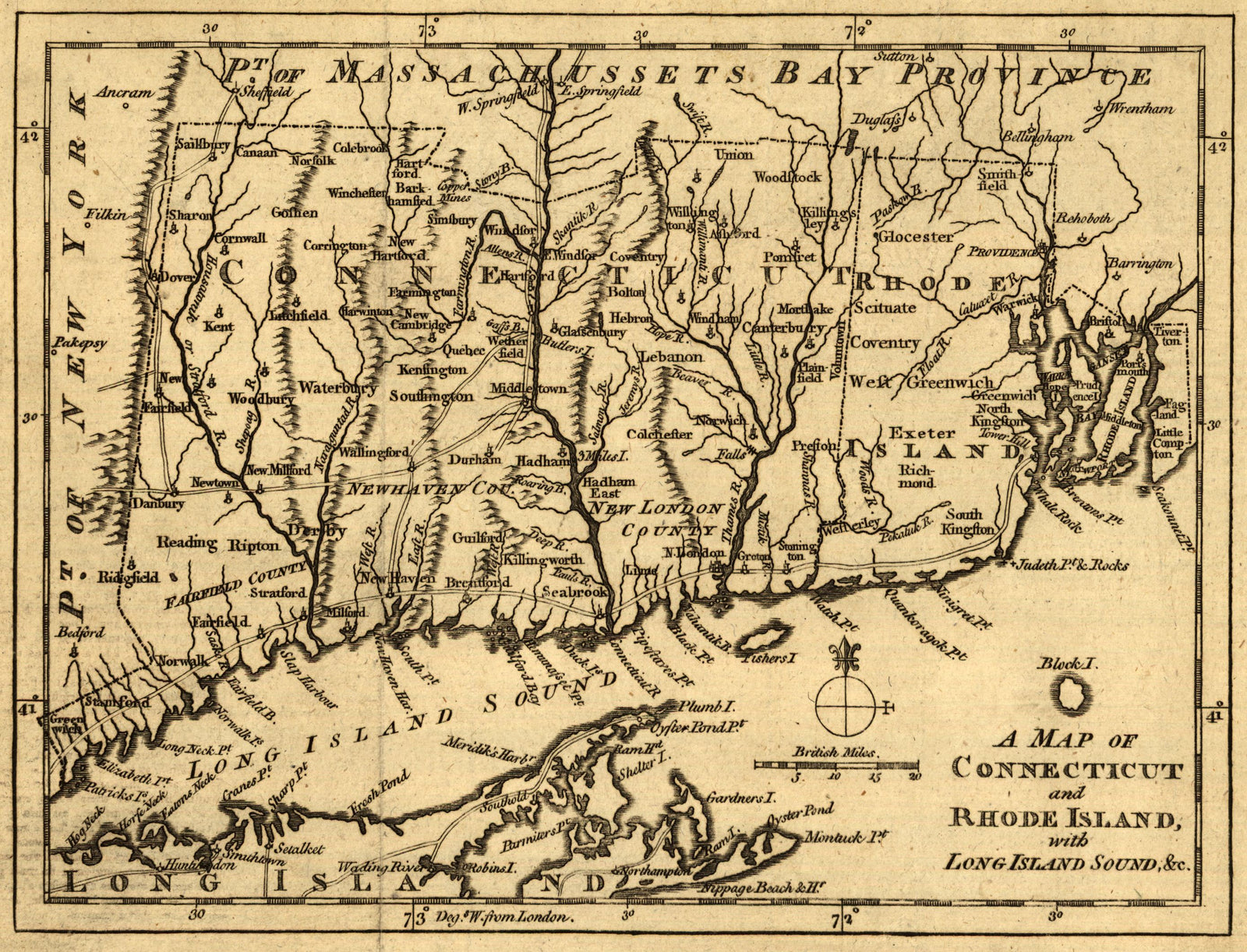 A Map of Connecticut and Rhode Island with Long Island Sound, 1776