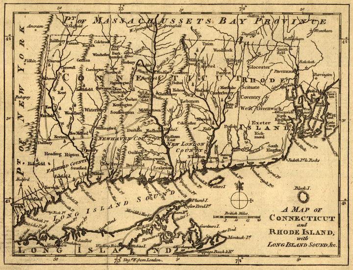 A Map of Connecticut and Rhode Island with Long Island Sound, 1776