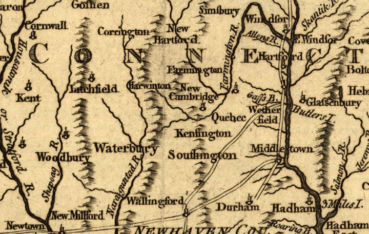 A Map of Connecticut and Rhode Island with Long Island Sound, 1776