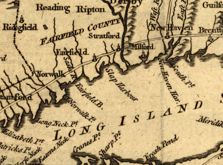 A Map of Connecticut and Rhode Island with Long Island Sound, 1776