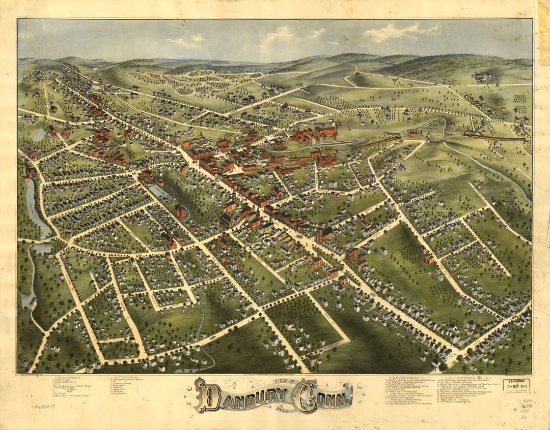 Birds Eye View of Danbury, 1875