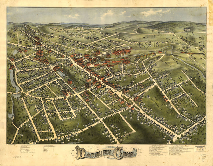 Birds Eye View of Danbury, 1875