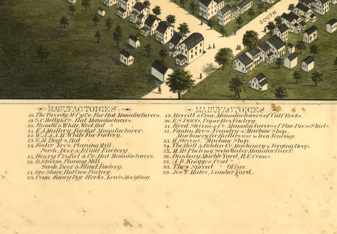 Birds Eye View of Danbury, 1875