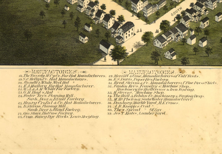 Birds Eye View of Danbury, 1875