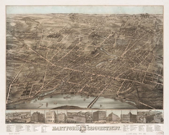 Birds Eye View of Hartford, 1877