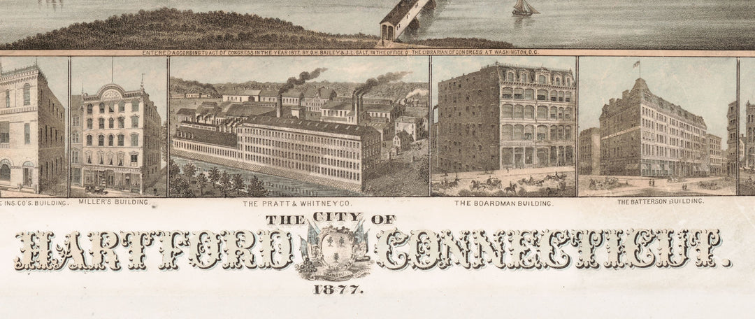 Birds Eye View of Hartford, 1877
