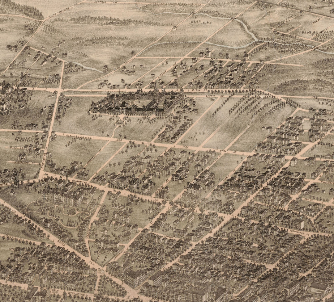 Birds Eye View of Hartford, 1877