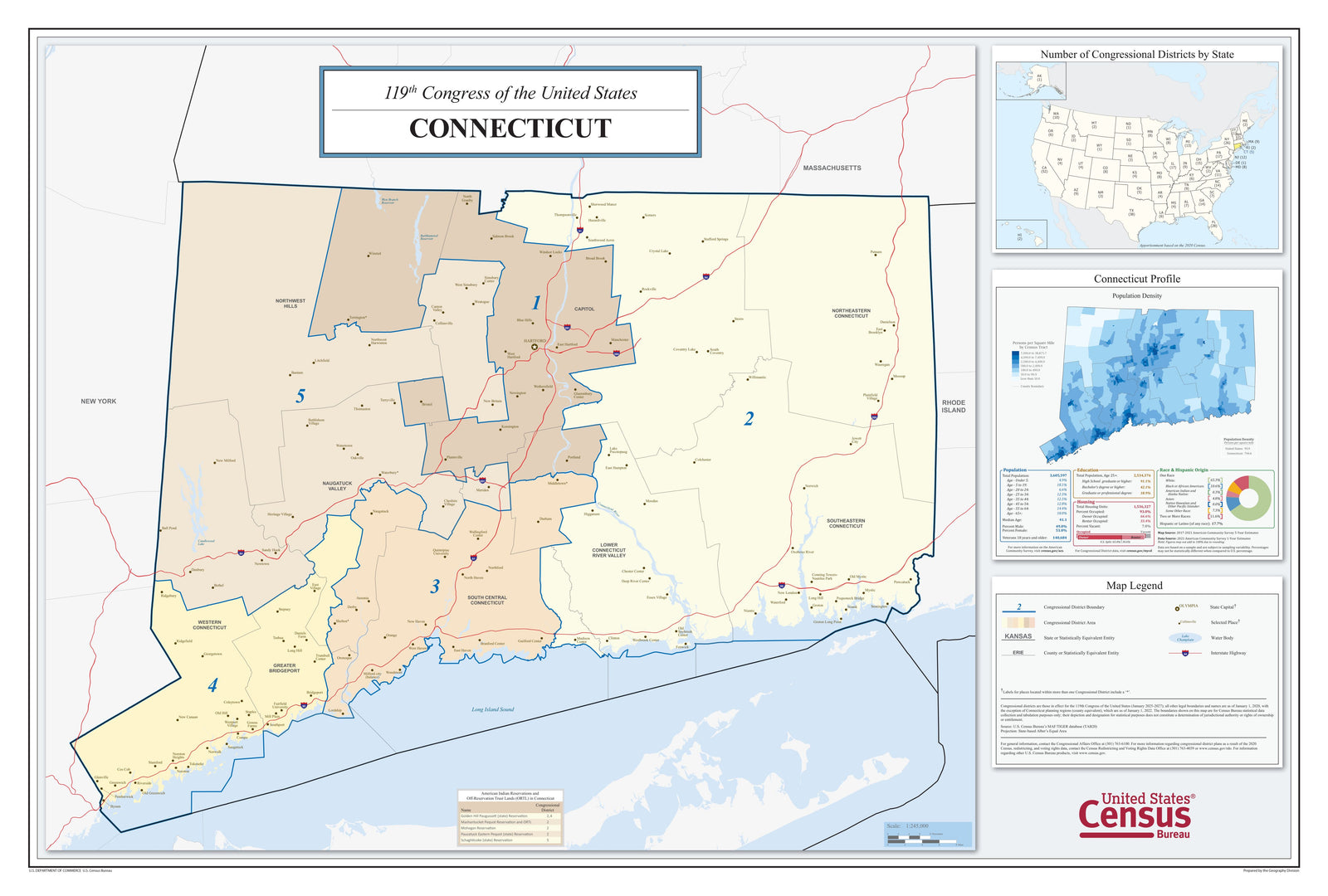Connecticut Congressional District Wall Map