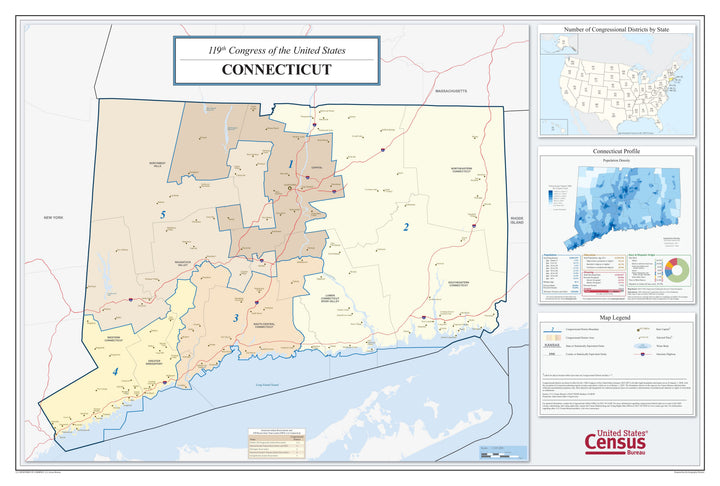 Connecticut Congressional District Wall Map