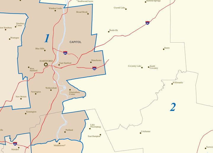 Connecticut Congressional District Wall Map