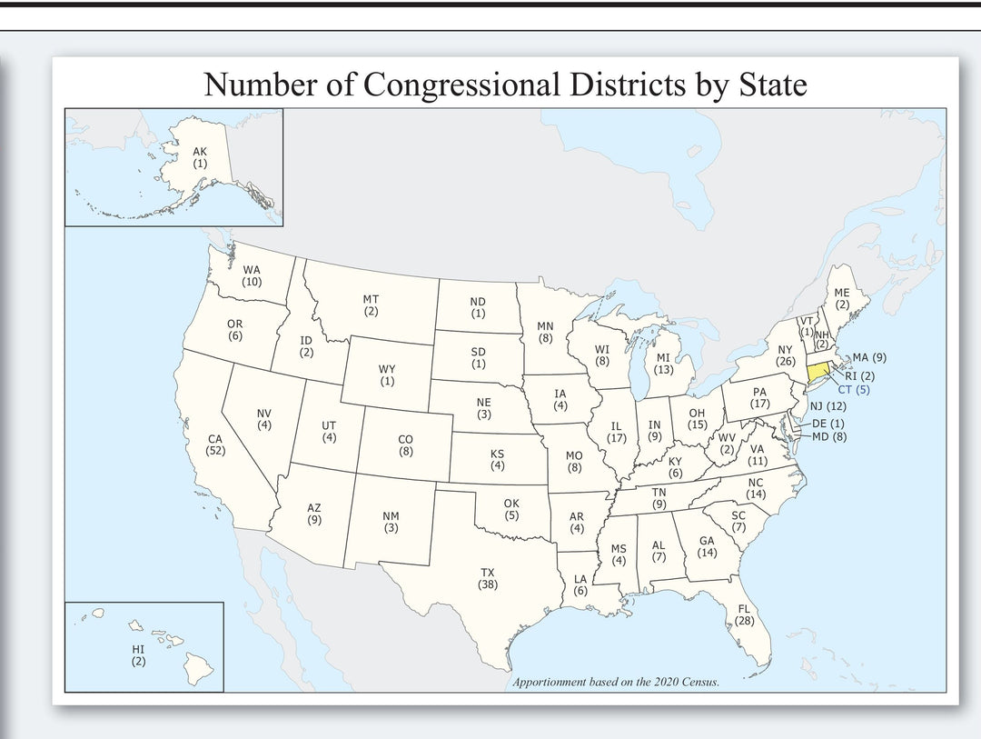 Connecticut Congressional District Wall Map