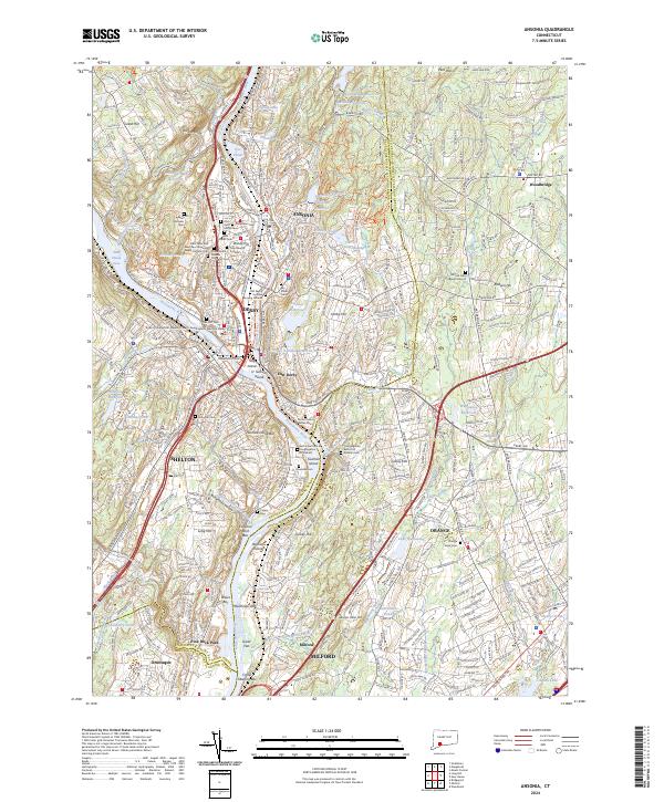 US Topo 7.5-minute map for Ansonia CT