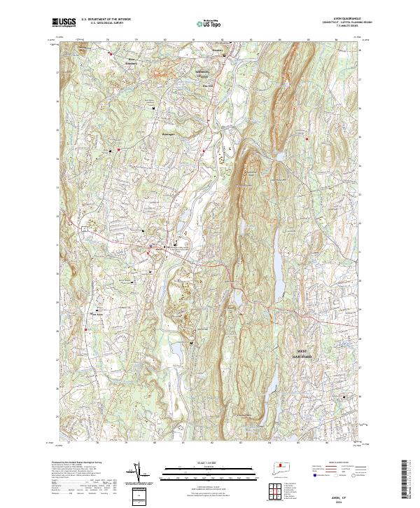 US Topo 7.5-minute map for Avon CT