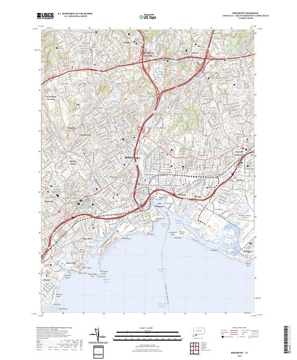 US Topo 7.5-minute map for Bridgeport CT