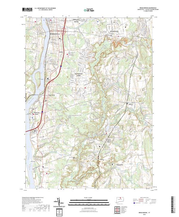 US Topo 7.5-minute map for Broad Brook CT